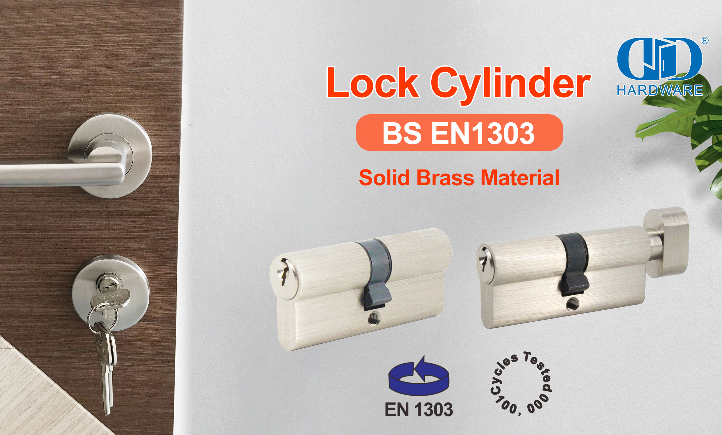 BS EN1303 Евроцилиндр с двойным открытым замком и поворотной кнопкой
